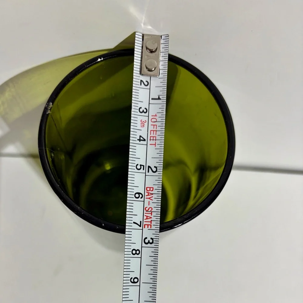 Wine Bottle 750ml Green Glass Up Cycle Vase Candle Art Cut Round DIY 5.5x3